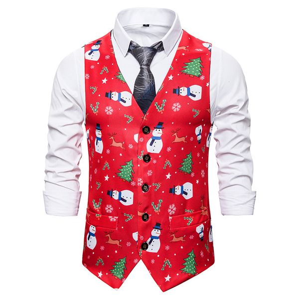 

fashion vest men's autumn christmas year 3d santa print, Black;white