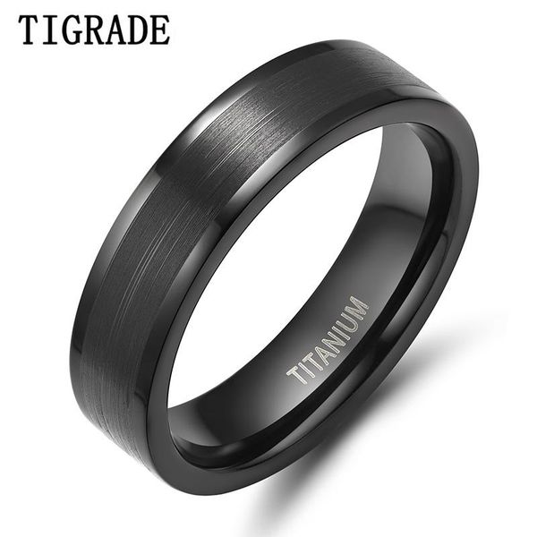 

wedding rings tigrade 6mm black titanium ring men band engagement for women fashion female finger jewelry comfort fit, Slivery;golden
