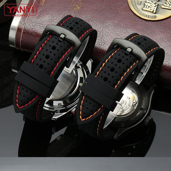 

watch bands silicone band 20mm 22mm 24mm for huawei samsung watchband sport rubber strap old, Black;brown