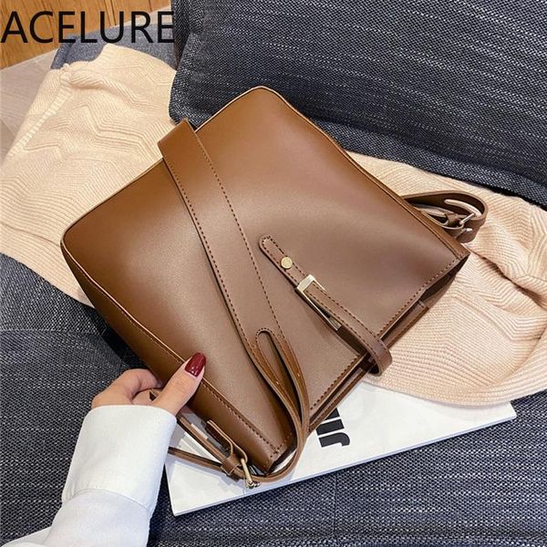 

evening bags acelure retro pu leather women tote fashion large-capacity shoulder ladies messenger bag autumn and winter style