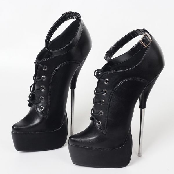 

22cm stiletto metal heel women naked boots,matt leather fetish ballet platform shoes,man nightclub pumps,customized colors,size 36-44,dropsh, Black