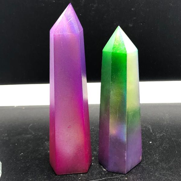 

angel aura titanium quartz mix colour crystal wand points electroplating healing decorative objects & figurines