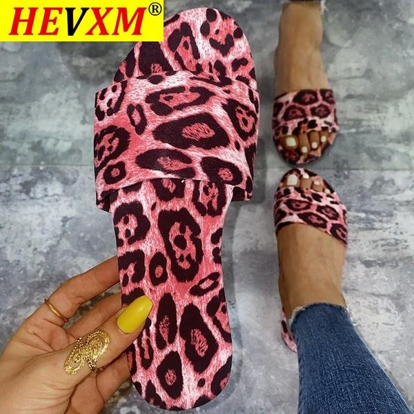 

fashion leopard open toe flats slippers women summer beach shoes woman cosy zapatos de mujer large size 36-43, Black