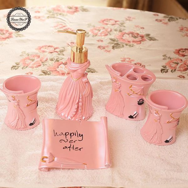

european furnishing creative resin sanitary ware 5-piece customized el toilet bathroom kit bath accessory set