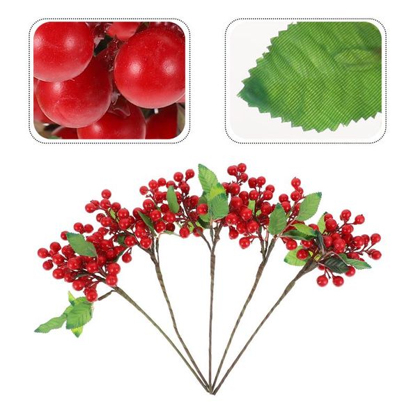 

decorative flowers & wreaths 5pcs artificial berry stems flower arrangement material red decor