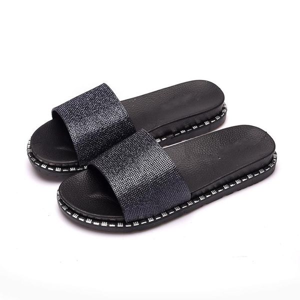 

slippers 2021 summer fashion beach seaside vacation one word drag women's thick bottom wild slip simple flat 3330, Black