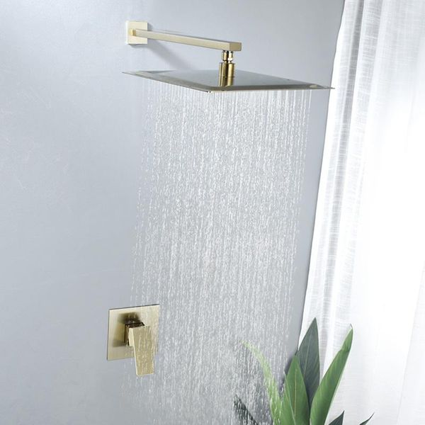 

golden shower set 8/10/12 inch square rainfall faucet wall mount bathroom concealed cold and mixer sets