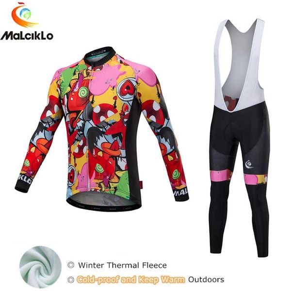 

racing sets malciklo anime cycling jersey winter 2021 maillot set thermal fleece clothing ropa ciclismo invierno, Black;blue