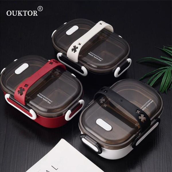 

portable grade 304 stainless steel lunch box compartment bento student insulated leakproof containers dinnerware sets