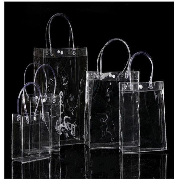 

gift wrap 150pcs/lot 20*16*8cm transparent soft pvc tote packaging bags with hand loop, clear plastic handbag, cosmetic bag