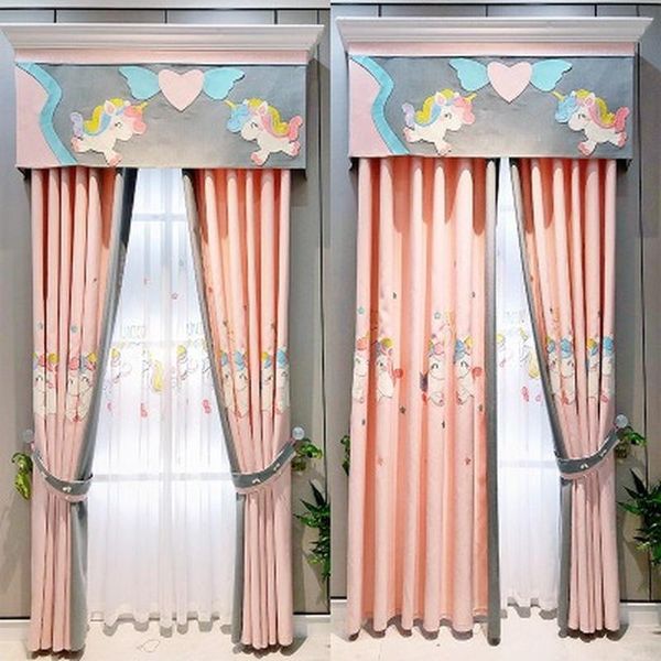 

curtain & drapes 3d cartoon curtains for living room bedroom velvet embroidery children's girl finished product customization