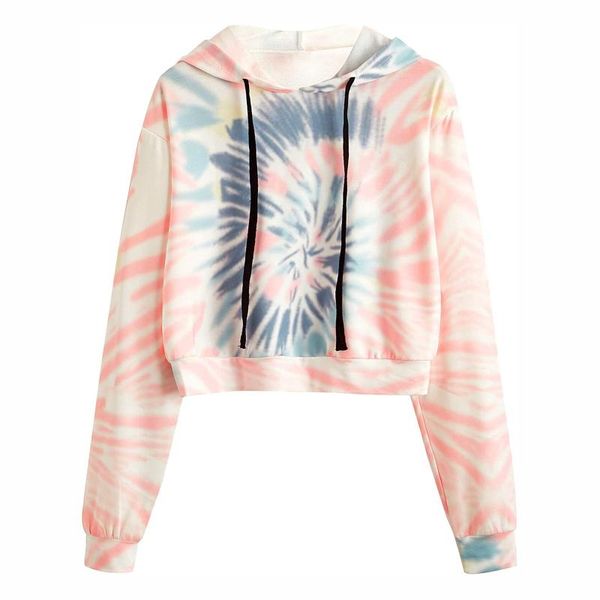 

women's hoodies & sweatshirts womens crop short harajuku tie dye flower printed aesthetic pullover blouse teen girls hooded cropped, Black