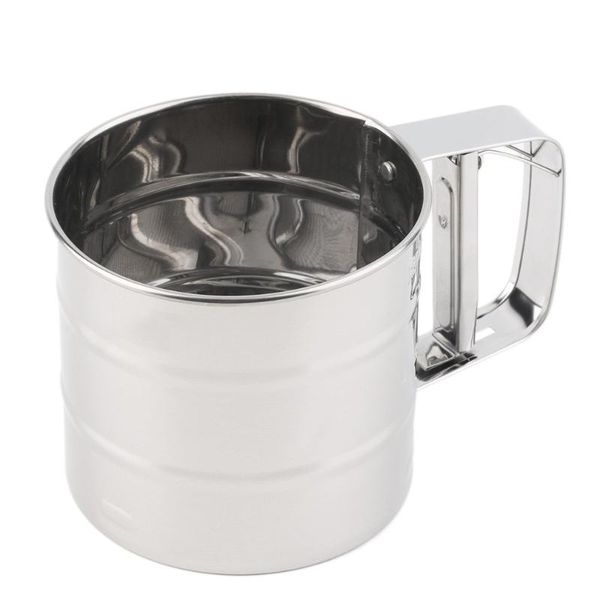 

1pc stainless steel mesh flour sifter mechanical baking icing sugar shaker sieve drop & pastry tools
