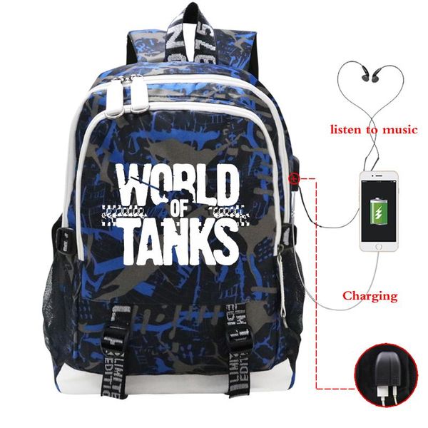 

backpack world of tanks printed mens backpacks teenager travel backbag usb charging college students school bags mochila