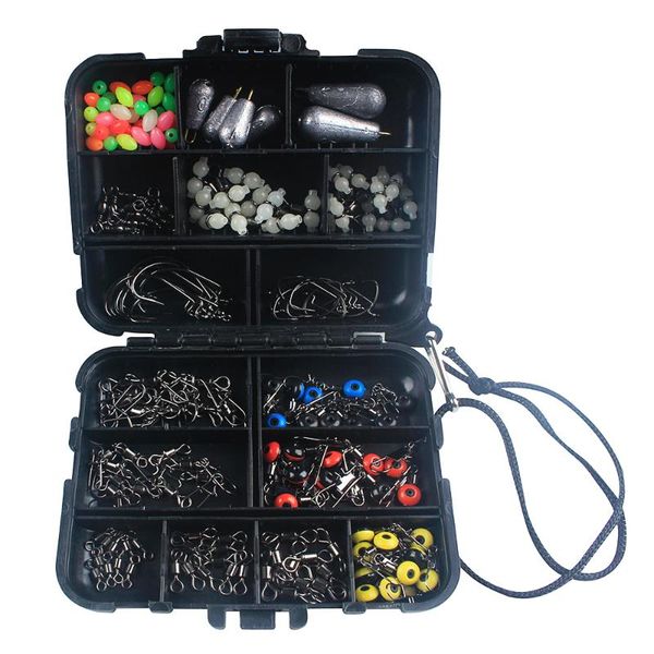 

fishing accessories lixada 177pcs kit crank hooks sinker weights swivels snaps connectors beads carp tackle box set
