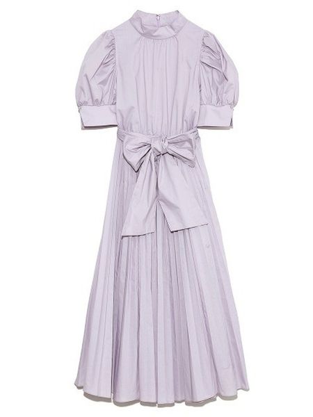 

sweet puff short sleeve pleated dresses for women chic bow design summer dress stand collar bandage vestidos mujer 210514, Black;gray