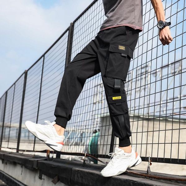 

men's pants 2021 casual in spring and summer loose harlan corset overalls youth fashion jogger street sports trousers, Black