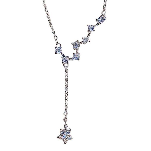 

pendant necklaces fashion women's big dippers necklace light luxury niches design wild tassel star clavicle chain daily jewelry gifts, Silver