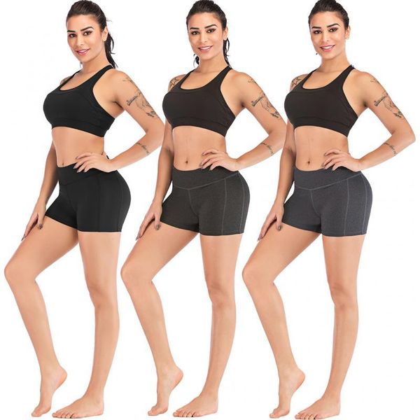 

yoga outfits women's compression sports short workout running fitness leggings female shorts gym with side pocket, White;red