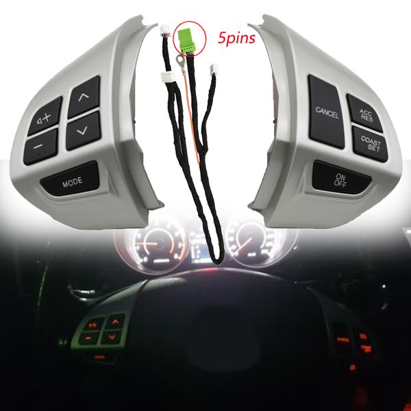 

cruise control switch steering wheel silver button with 5pins wire for mitsubishi outlander asx 2007 2008 2010 2011 auto parts