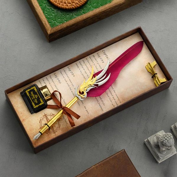 

fountain pens retro european creative style calligraphy feather dip pen writing ink set vintage stationery supplies