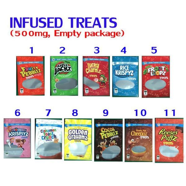 

edibles candy packaging bags stoneo gummies cereal infused treats cinnamon toast crunch golden grahamz coco fruity pebblez reese's puff