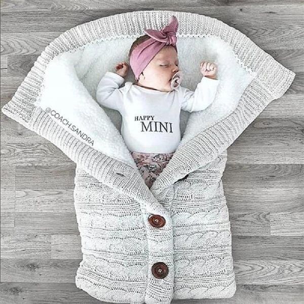 

sleeping bags born baby winter warm bag infant button knit swaddle wrap swaddling stroller toddler blanket