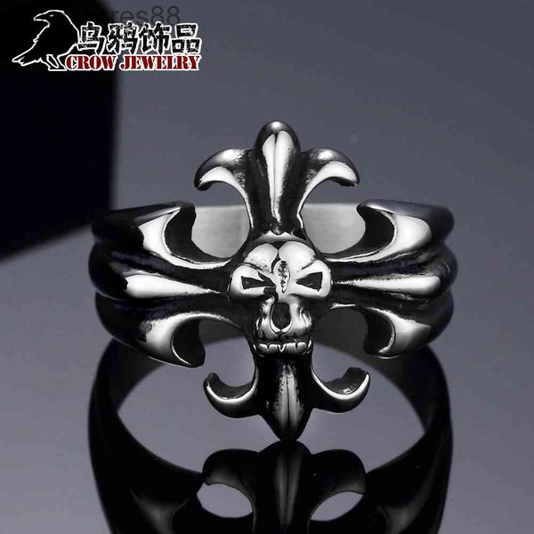 

ring crow titanium steel jewelry punk cross skull domineering wj-052, Silver
