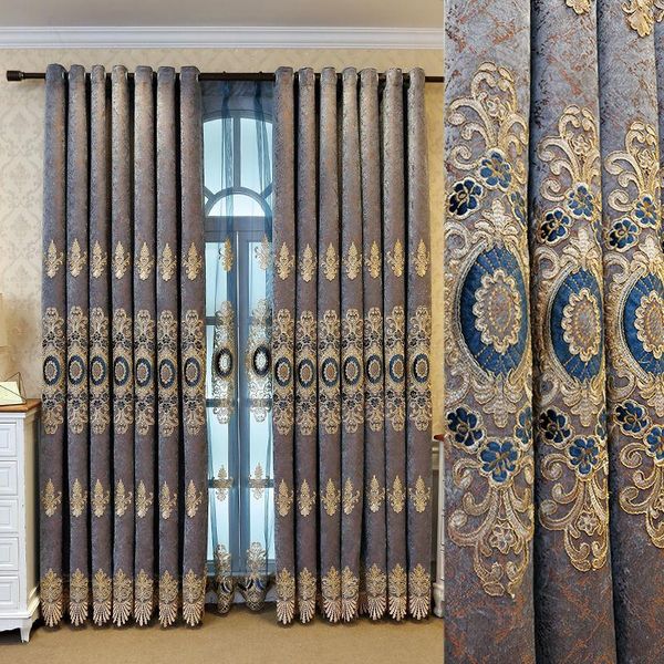 

curtain & drapes 2021 european style simple gold thread embroidered curtains for living room bedroom study blackout customization