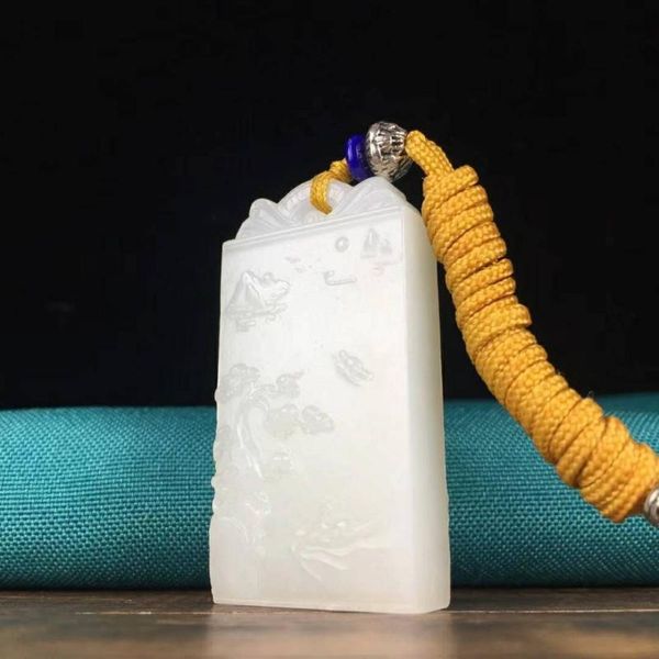 

lockets j72#hetian jade white pendant, warm and delicate, Silver