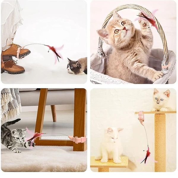 

cat toys silicone stick teaser wand artificial feather fun exercise playing pet supplies for and kitten est