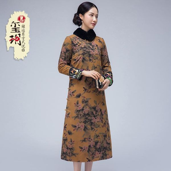 

xiyue chinese style silk xiangyunsha cotton qipao dress ethnic clothing, Red