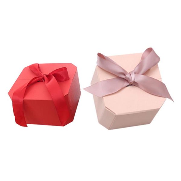 

gift wrap 2pcs octagonal storage cases perfume packing boxes paper (red, pink)
