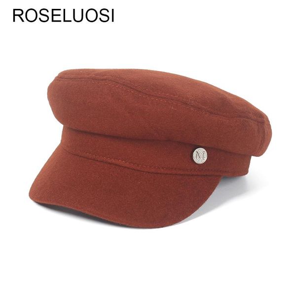 

berets roseluosi women autumn winter military hats casual solid color woolen sboy cap ladies flat felt hat casquette femme, Blue;gray