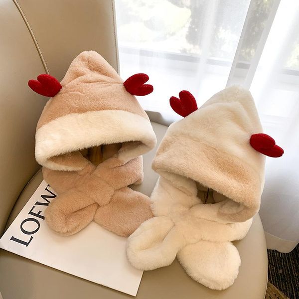 

scarves cute antlers ears baby hat winter soft warm plush boy girl caps ear protection kids children beanies cap bonnet b081, Blue;gray