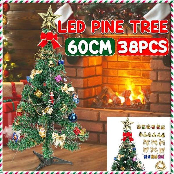 

christmas decorations 38pcs 60cm table led mini tree nightlight decoration light pine xmas year gift