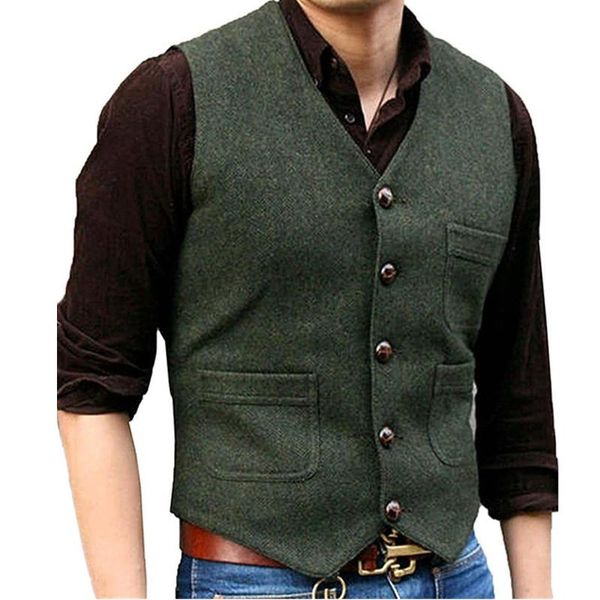 

men's vests mens tweed suit business vest steampunk waistcoat jacket brown black victorian style groomman clothing for wedding man, Black;white