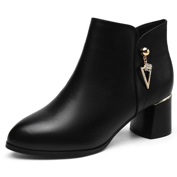 

boots women shoes genuine leather martin british style fashionable trend autumn winter plus velvet short m0004 hymd, Black
