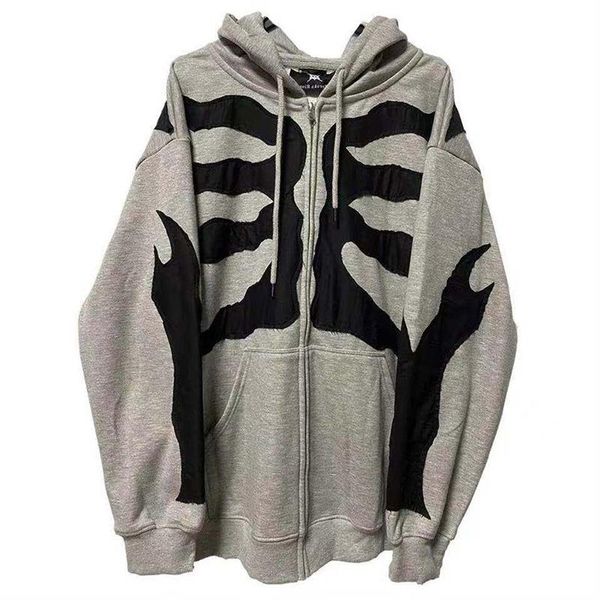 

women's hoodies & sweatshirts casual vintage gothic women clothes korean style skull print harajuku long sleeve zip up ins autumn sweat, Black
