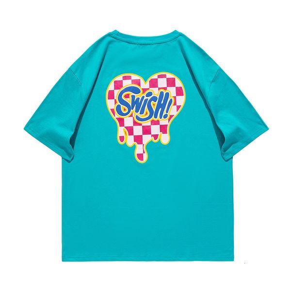 

t shirt hip hop fashion brand big love foam letter short sleeve men and women lovers loose casual versatile round neck half summer, White;black