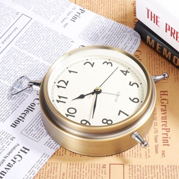 

desk & table clocks metal alarm clock roman numerals bedside silent sweep seconds