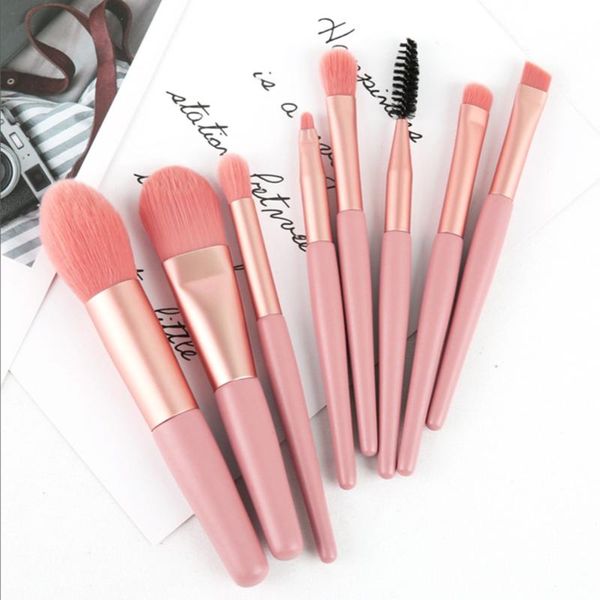 

eyelash curler 8pcs mini makeup brushes eyebrow powder eye shadow blush simple wooden handle travel portable soft hair beauty tool sswe