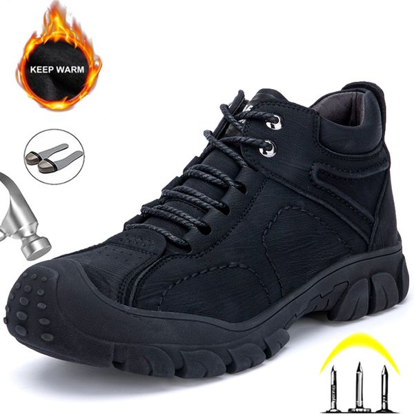

new work safety shoes indestructible sneakers work shoes men steel toe shoes hiking boots puncture-proof industrial, Black