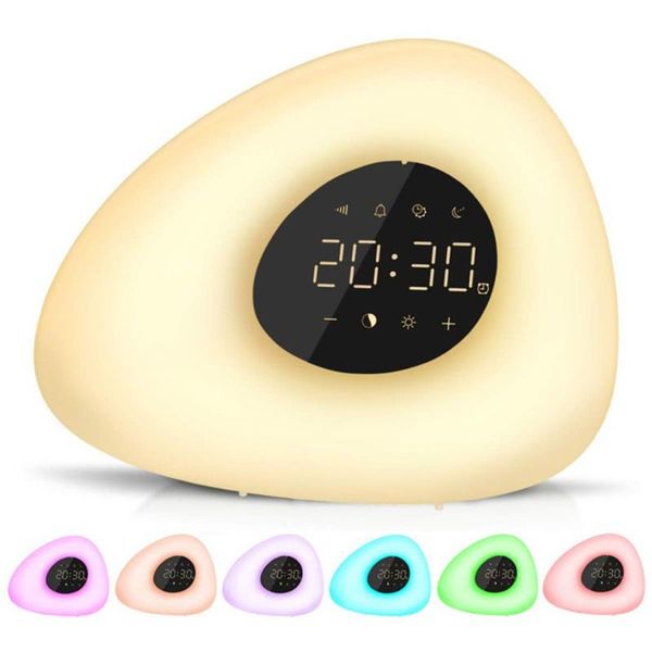 

desk & table clocks spectrum atmosphere light ambient alarm clock wake up sunrise sunset simulation with 10 nature sounds 7 colors