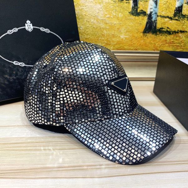 

bling shiny fitted caps baseball cap mens designers caps hats women fashion brand triangle sequin casquette 2105075xs, Blue;gray