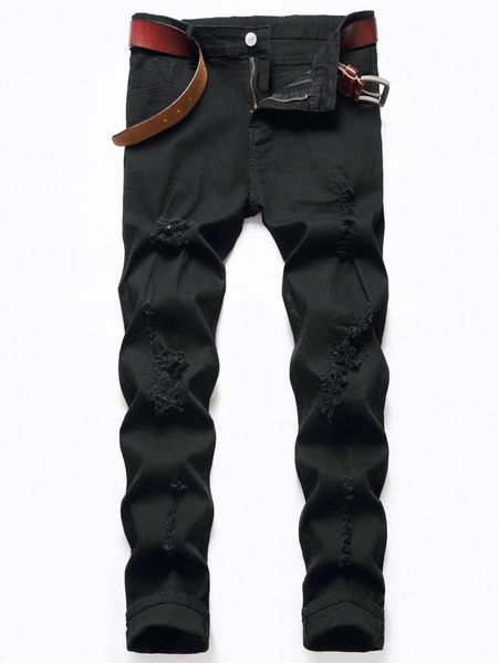 

romwe guys washed ripped jeans x2ly#, Blue