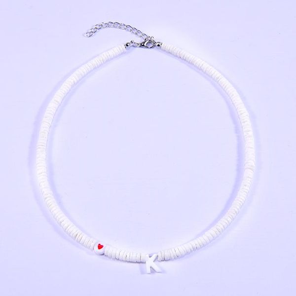

chains natural shell letter necklace for women vintage fashion heart boho custom name choker chain on the neck pendants jewelry, Silver