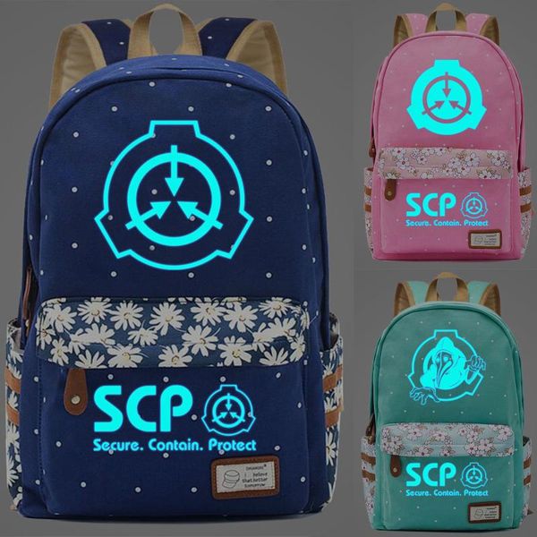 

backpack 2021 scp special containmen canvas bag school bags girl mochila feminina nezuko notebook luminous pattern