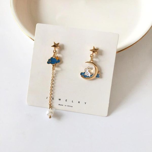 

stud personality contracted gout cute little asymmetric earrings is pure and fresh beautiful clouds, Golden;silver