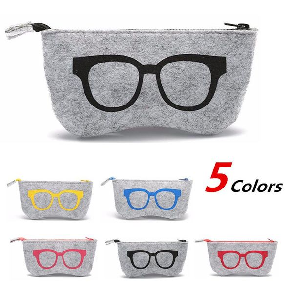

storage bags personality portable cosmetic felt glasses case bag box soft wool zipper soleil protector sunglasses pouch
